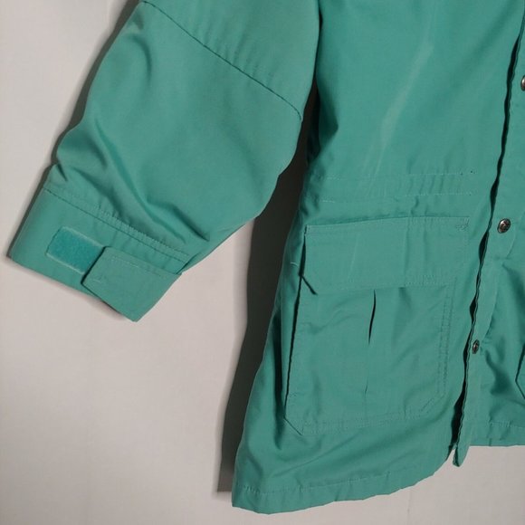 Vintage Woolrich USA Woman Medium Coat Jacket Teal Pink Wool Lined Collar Winter - Picture 6 of 9